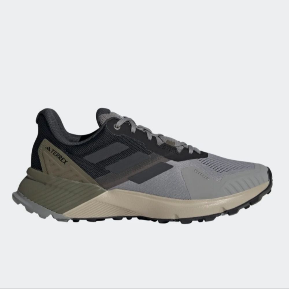 Adidas Men's Terrex Soulstride Trail Running Sneakers Grey Beige Olive, 8.5